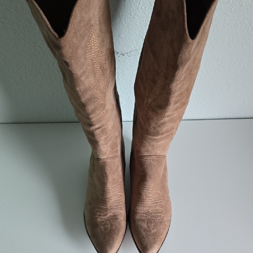 Brown Suede Knee-High Boots - Picture 3 of 11
